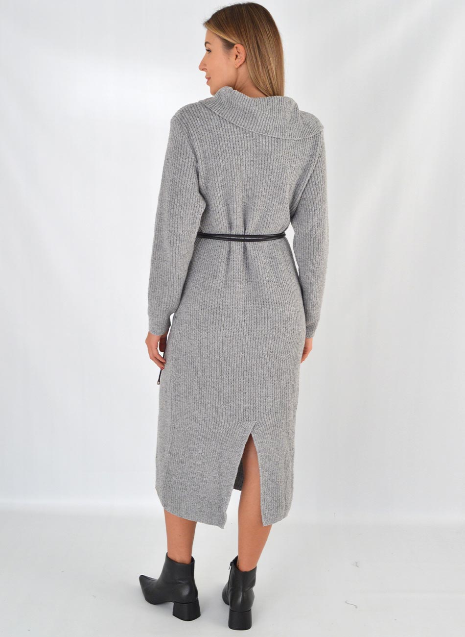 Vestido Midi Em Tricot Cor Grafite Bana Bana - Foto 4