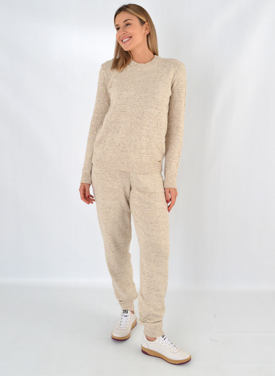 Conjunto Comfy Em Tricot Cor Linho Papiro Bana Bana - Foto 2