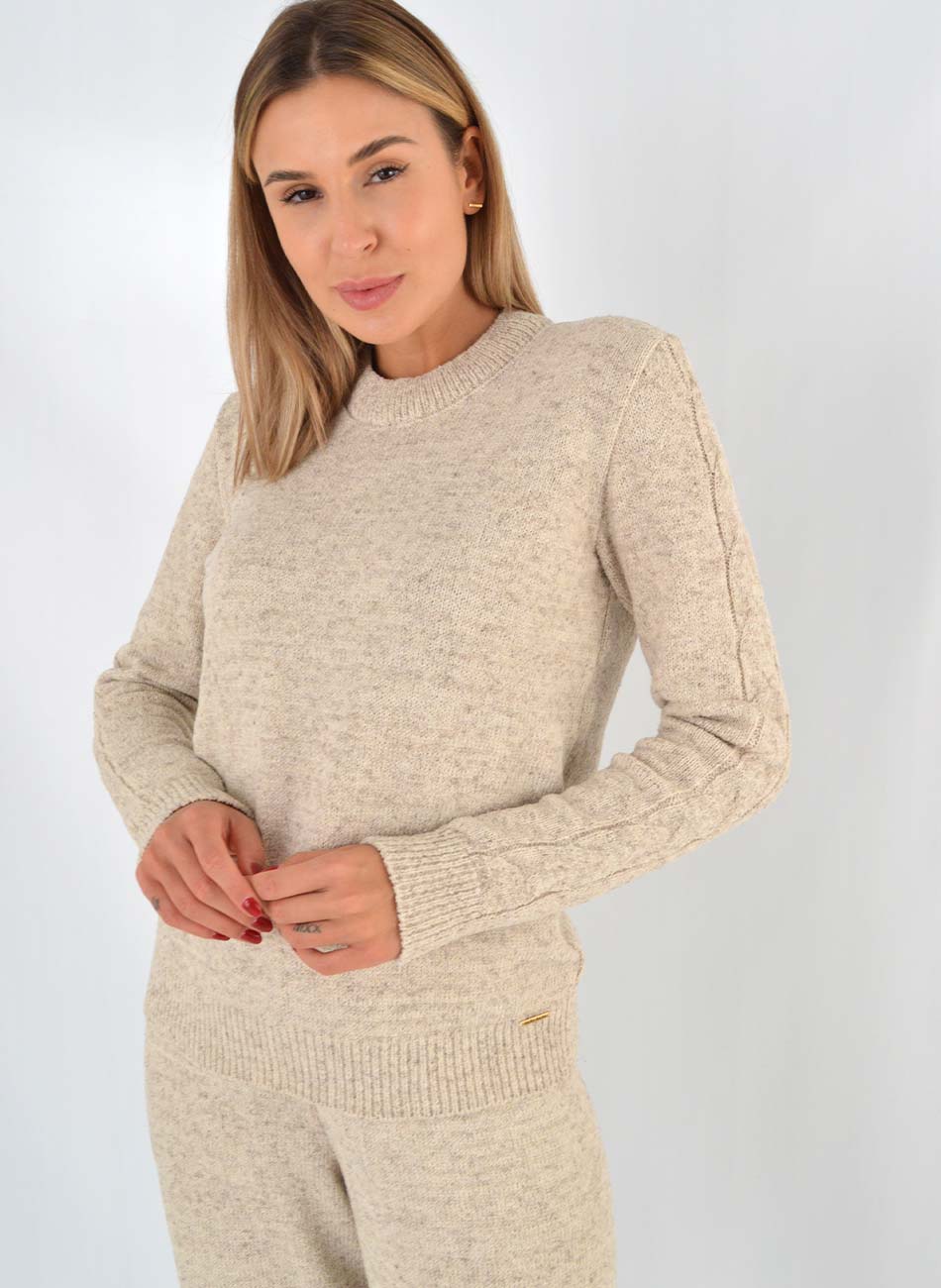 Conjunto Comfy Em Tricot Cor Linho Papiro Bana Bana - Foto 3