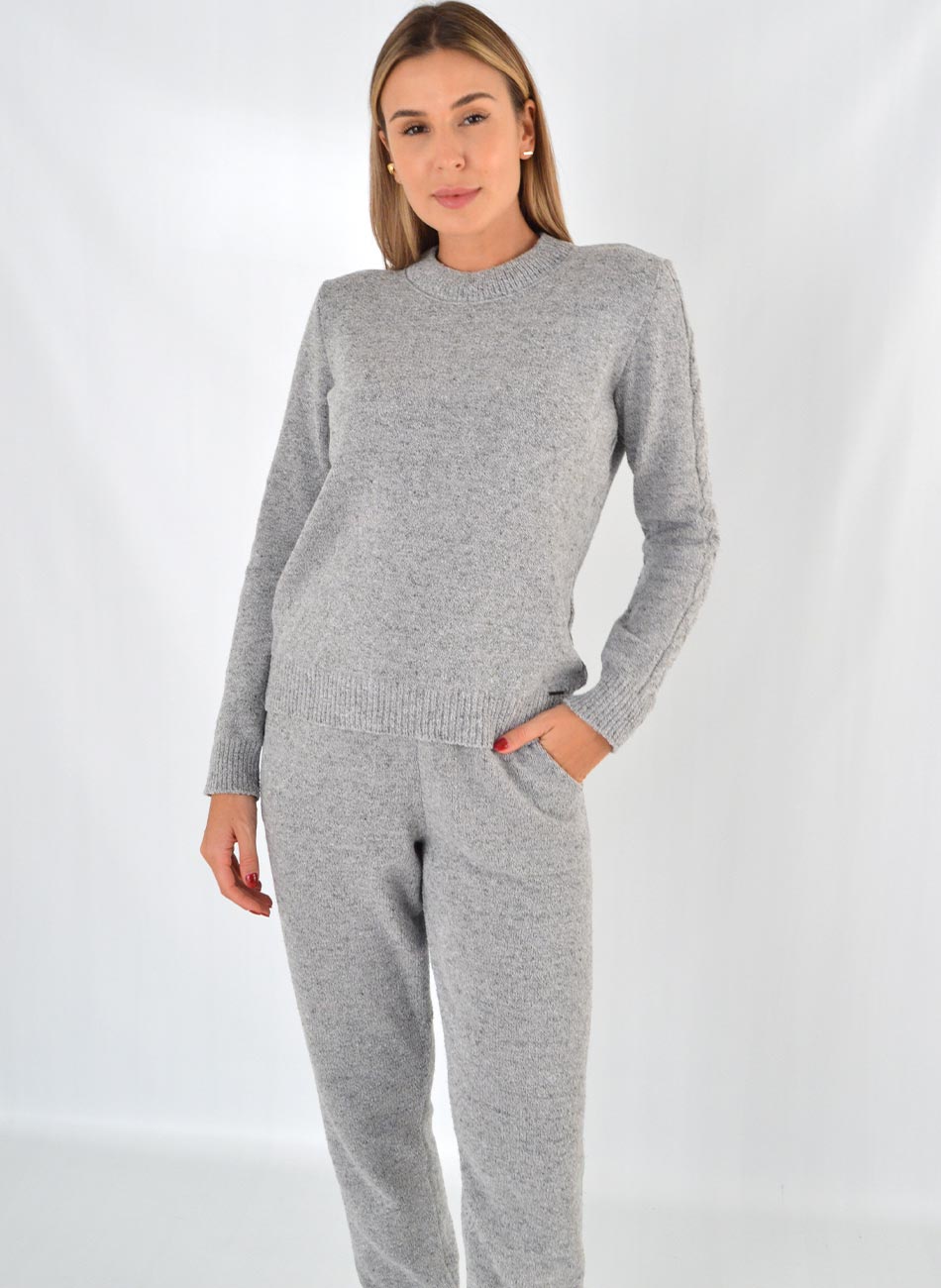 Conjunto Comfy Em Tricot Cor Grafite Bana Bana - Foto 2