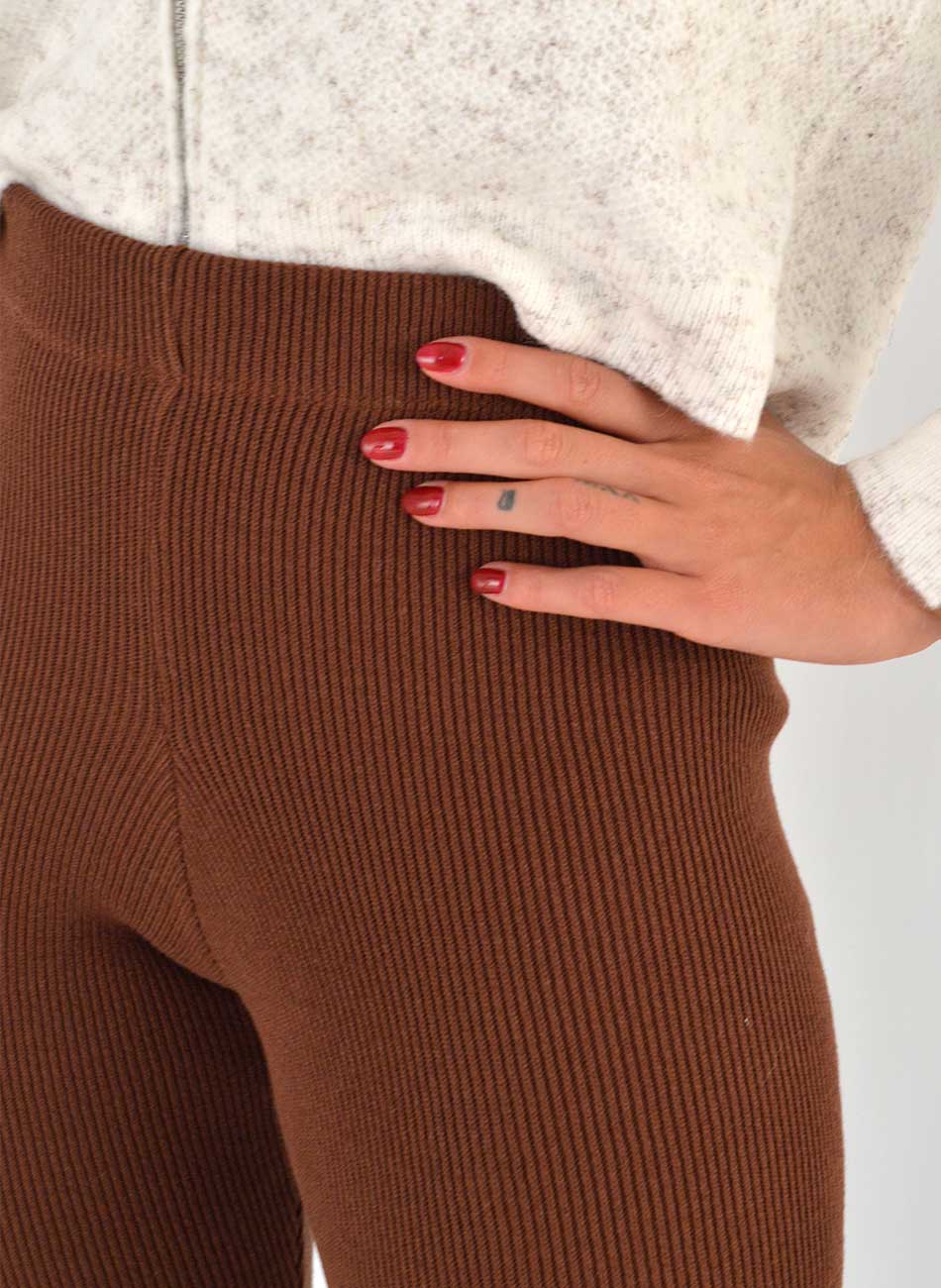 Cala Fuso Em Tricot Marrom Bana Bana - Foto 2