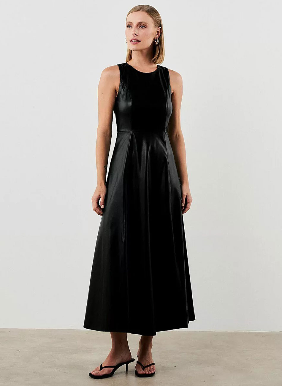 Vestido Em Pu Preto MX Fashion - Foto 2