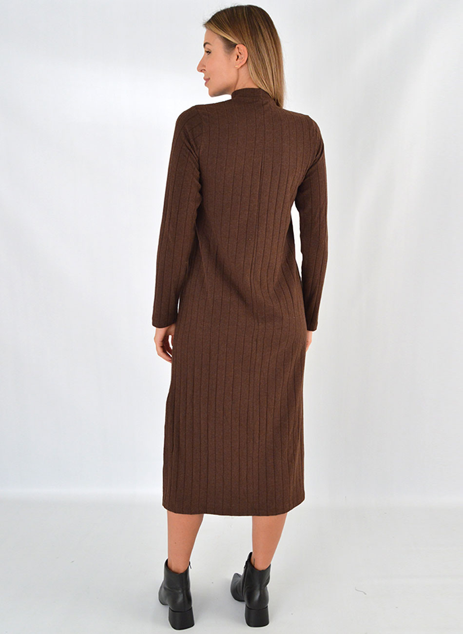 Vestido Canelado Marrom Delamo - Foto 4