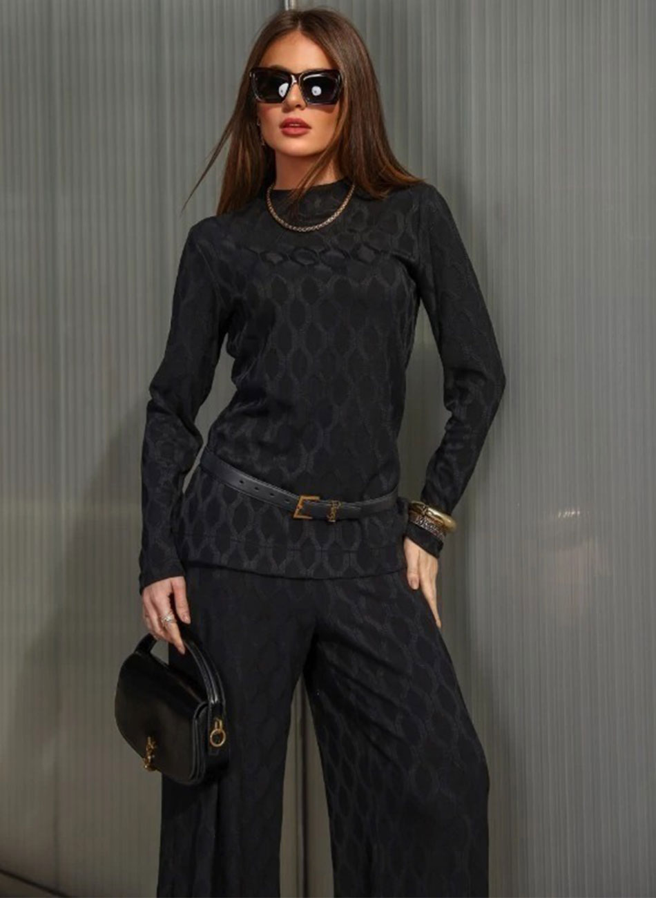 Conjunto Jacquard Preto Anah - Foto 1