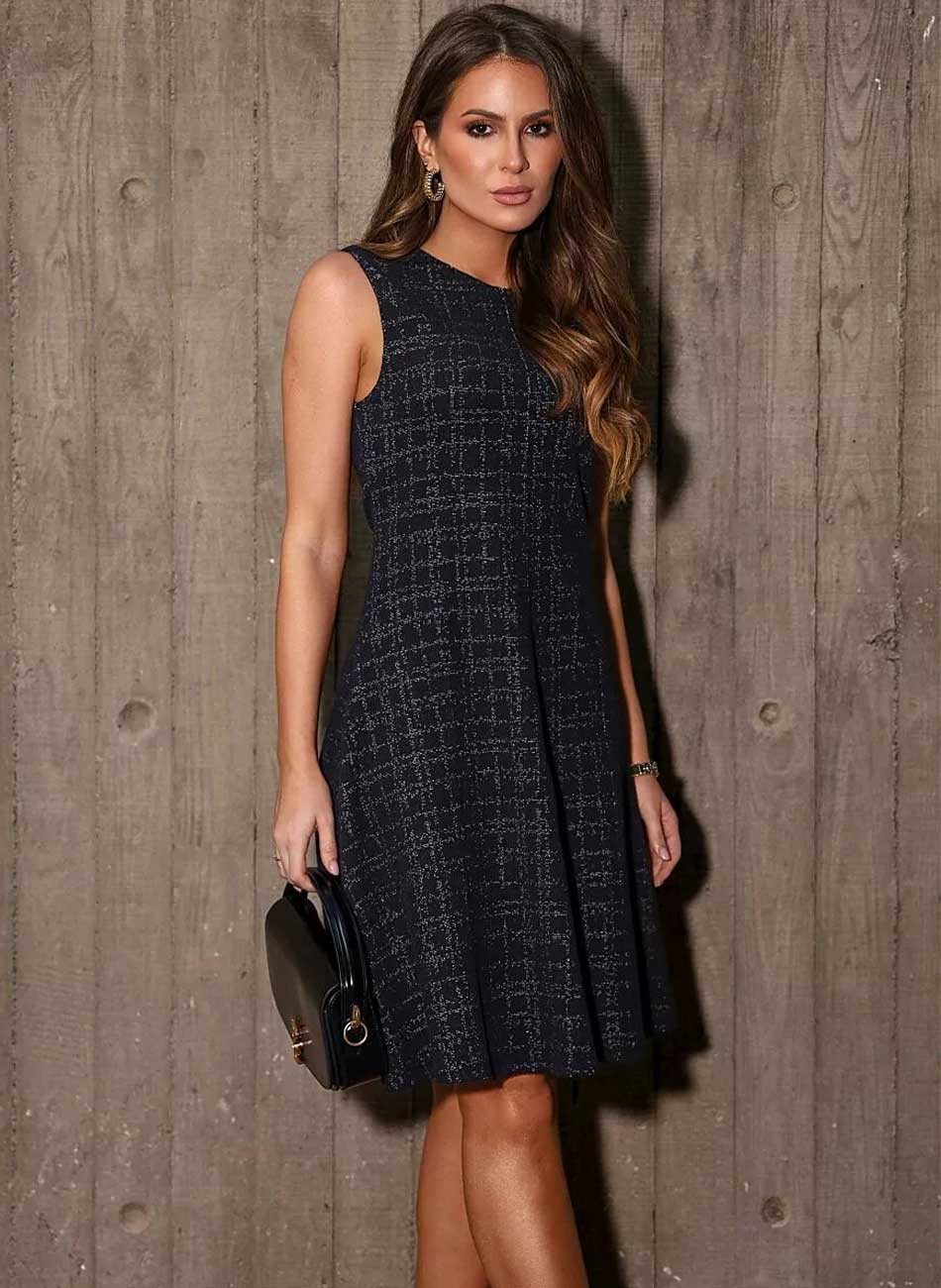 Vestido Jacquard Preto Anah - Foto 3
