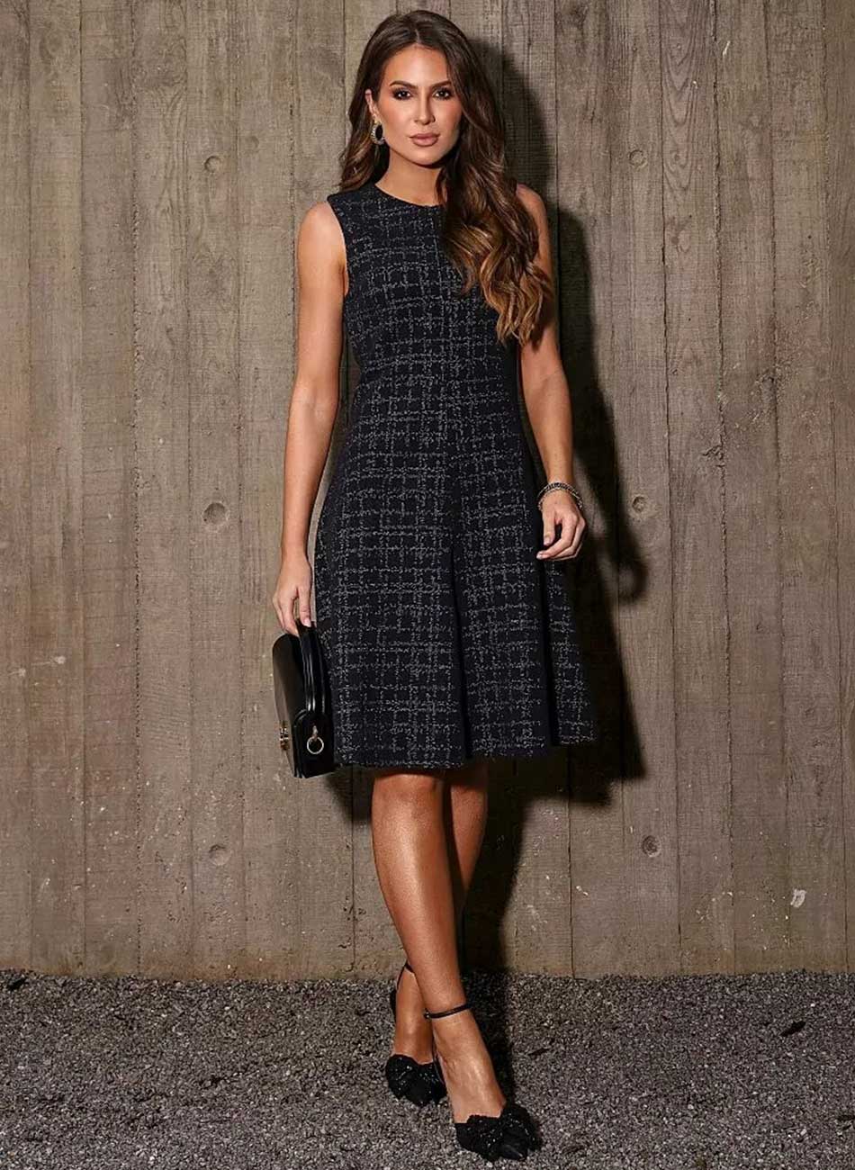 Vestido Jacquard Preto Anah - Foto 4