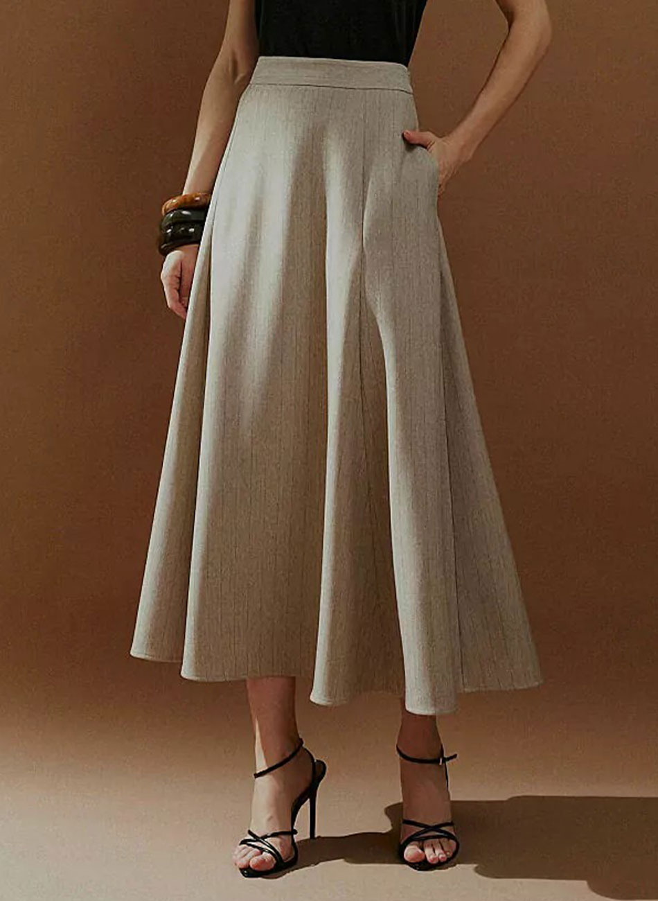 Saia Midi Risca de Giz MX Fashion - Foto 2