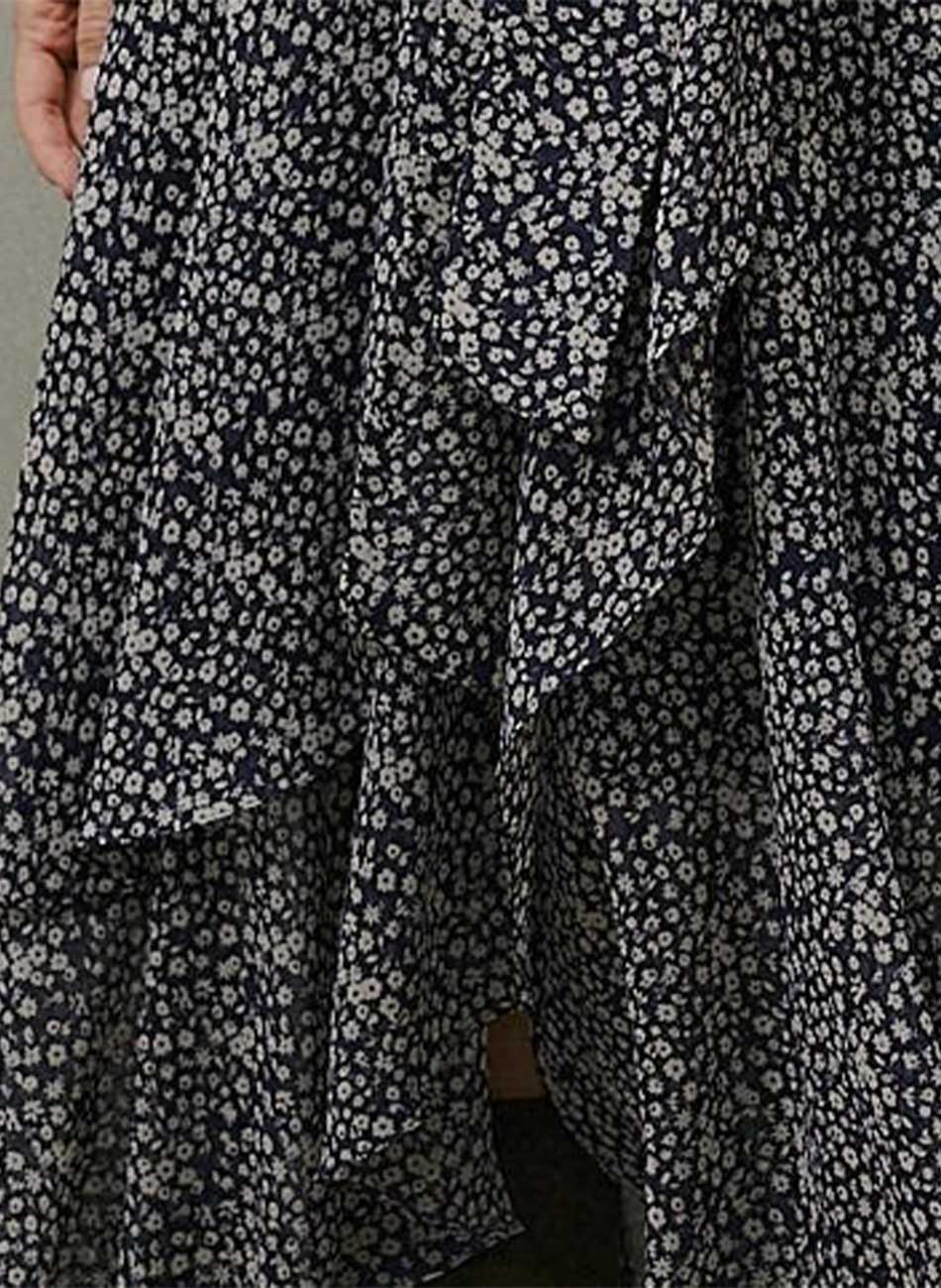 Vestido Midi Crepe Estampado Marinho MX Fashion - Foto 2