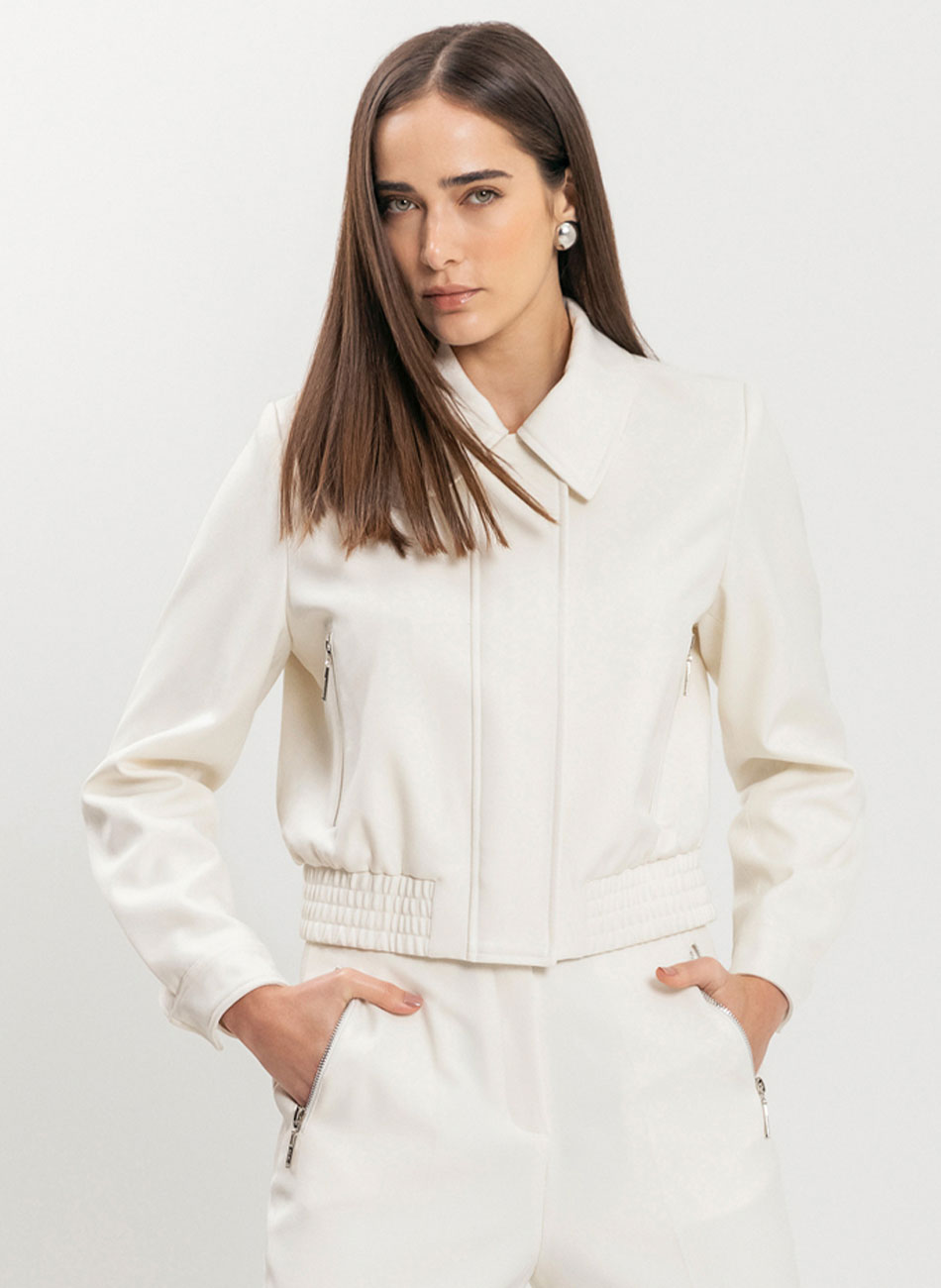 Jaqueta Cropped Off White Lez a Lez - Foto 1