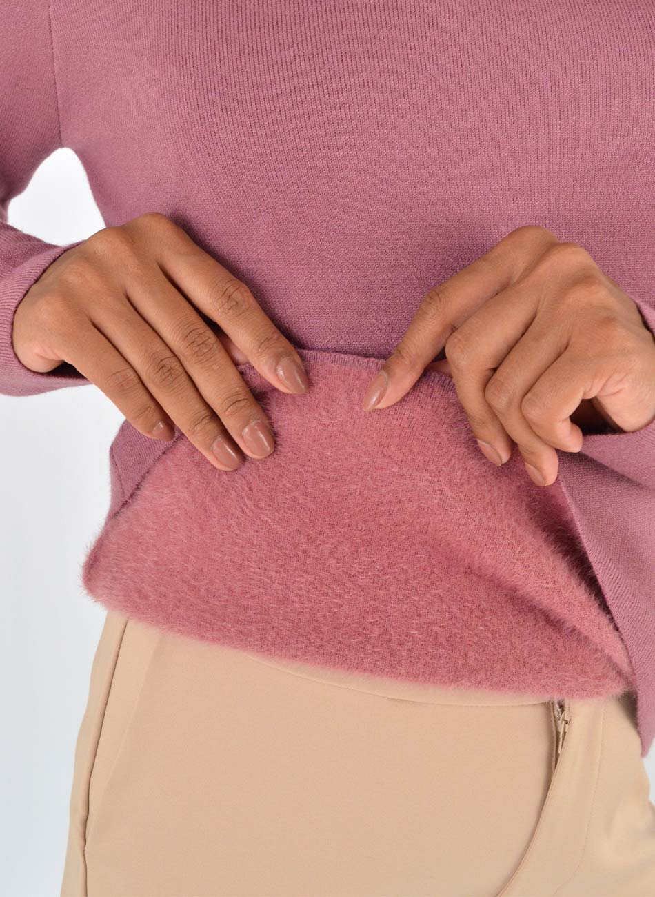 Blusa Fio de Cachemir Pelucia Por Dentro Roxo Susan Zheng  - Foto 3