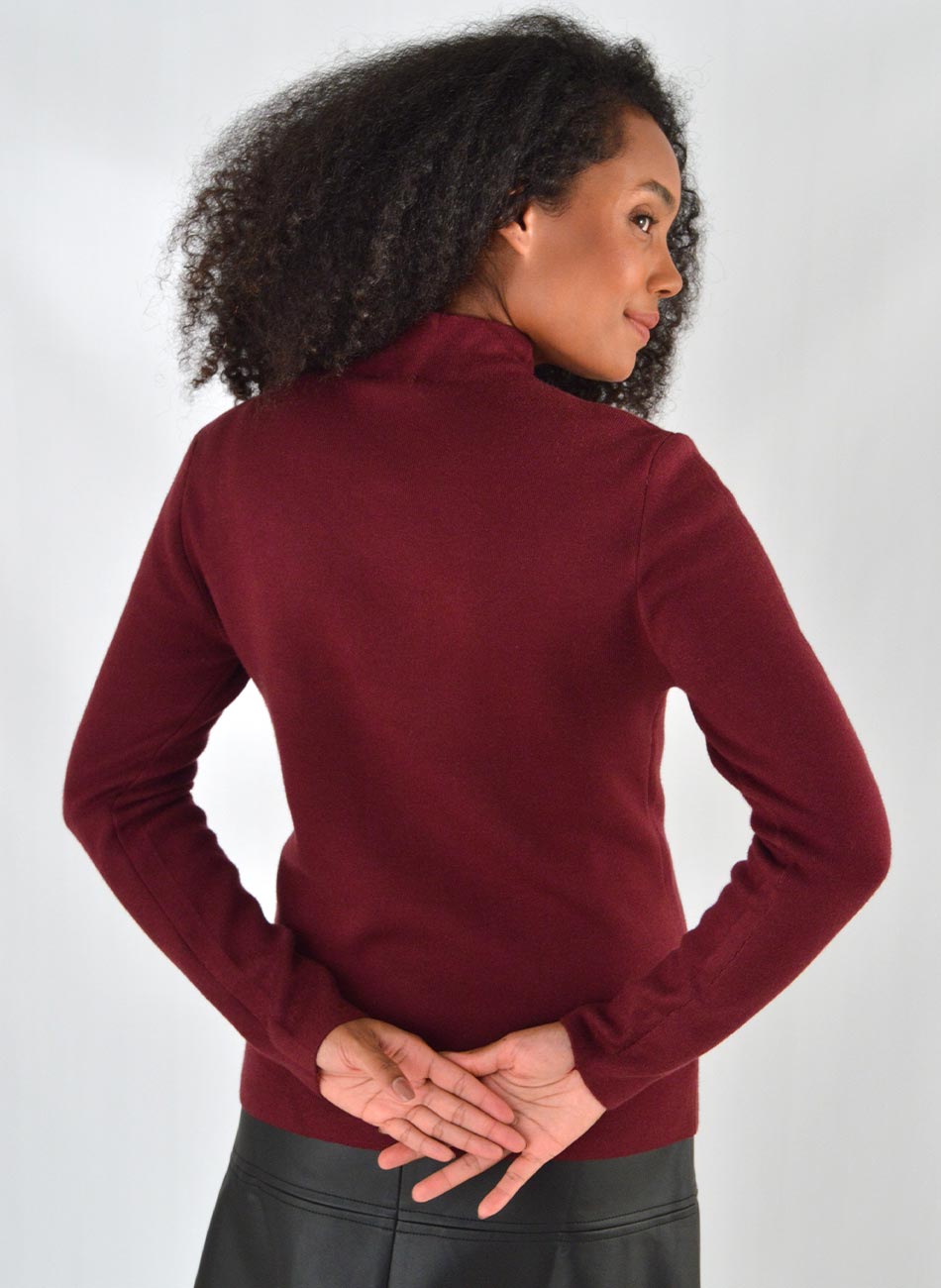 Blusa Fio de Cachemir Pelucia Por Dentro Vinho Susan Zheng  - Foto 3