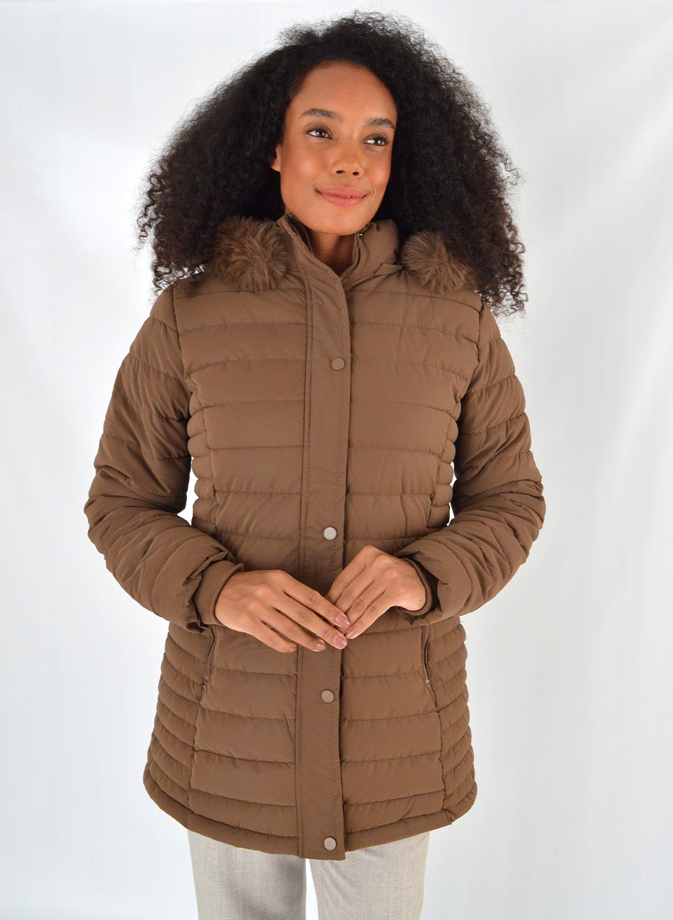 Jaqueta Alongada Estofada com Forro Trmico Caf Safira Classic Pluz Size - Foto 4