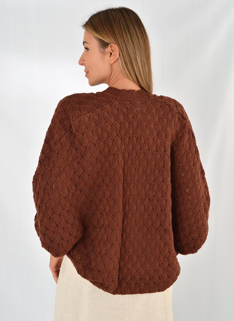 Kimono Em Tricot Marrom Degli Uffizzi - Foto 3