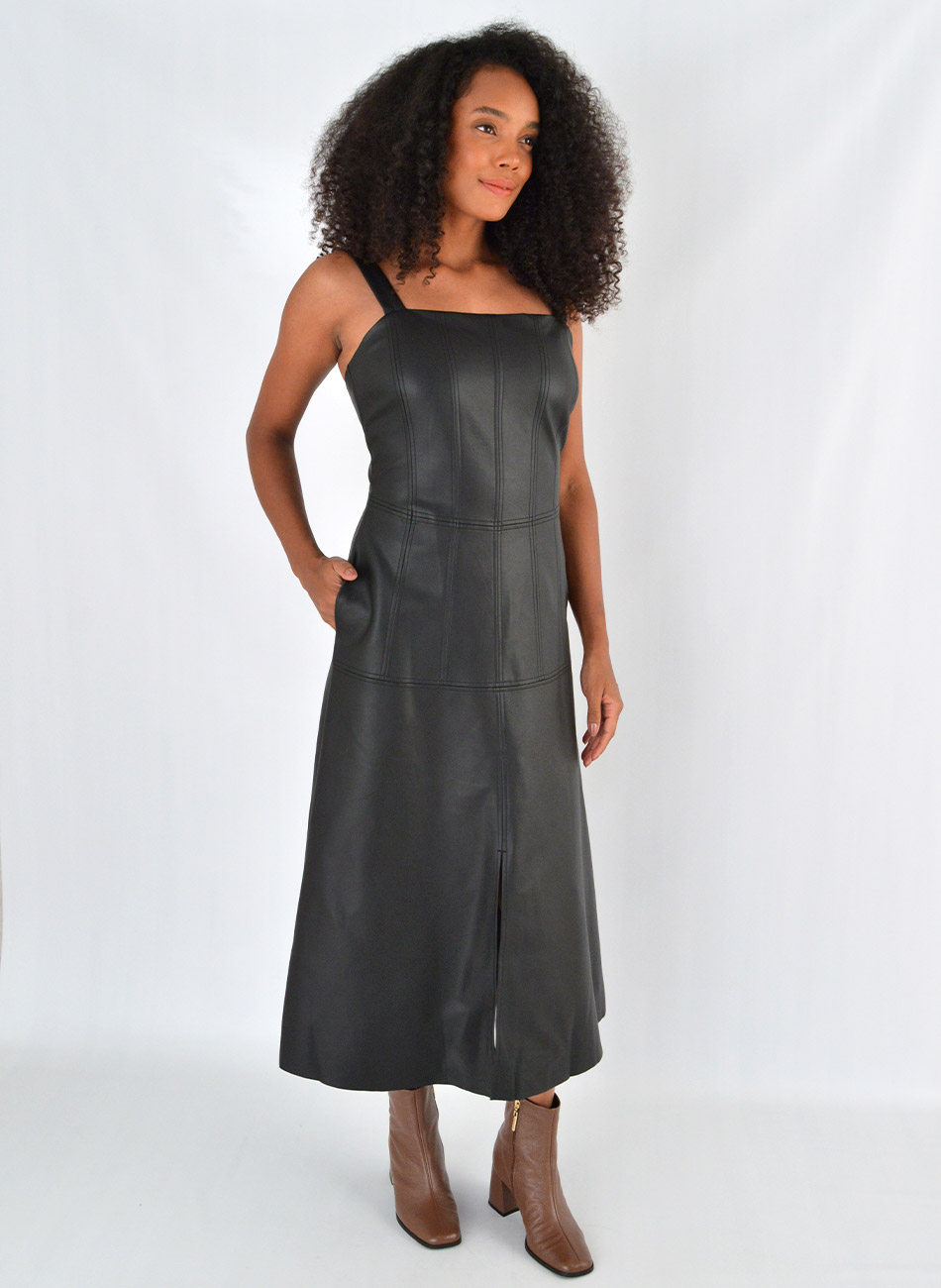 Vestido Midi Carmelita Pu Cor Preto Alice  - Foto 1