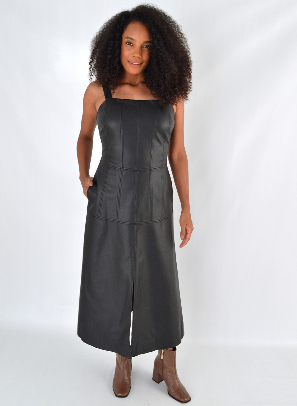 Vestido Midi Carmelita Pu Cor Preto Alice  - Foto 2