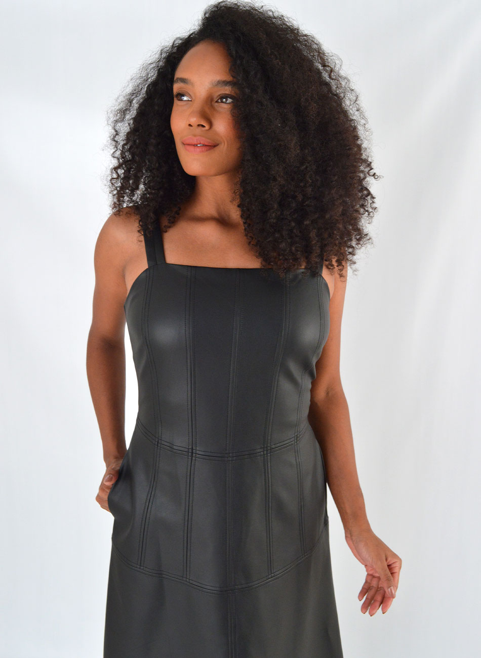Vestido Midi Carmelita Pu Cor Preto Alice  - Foto 3