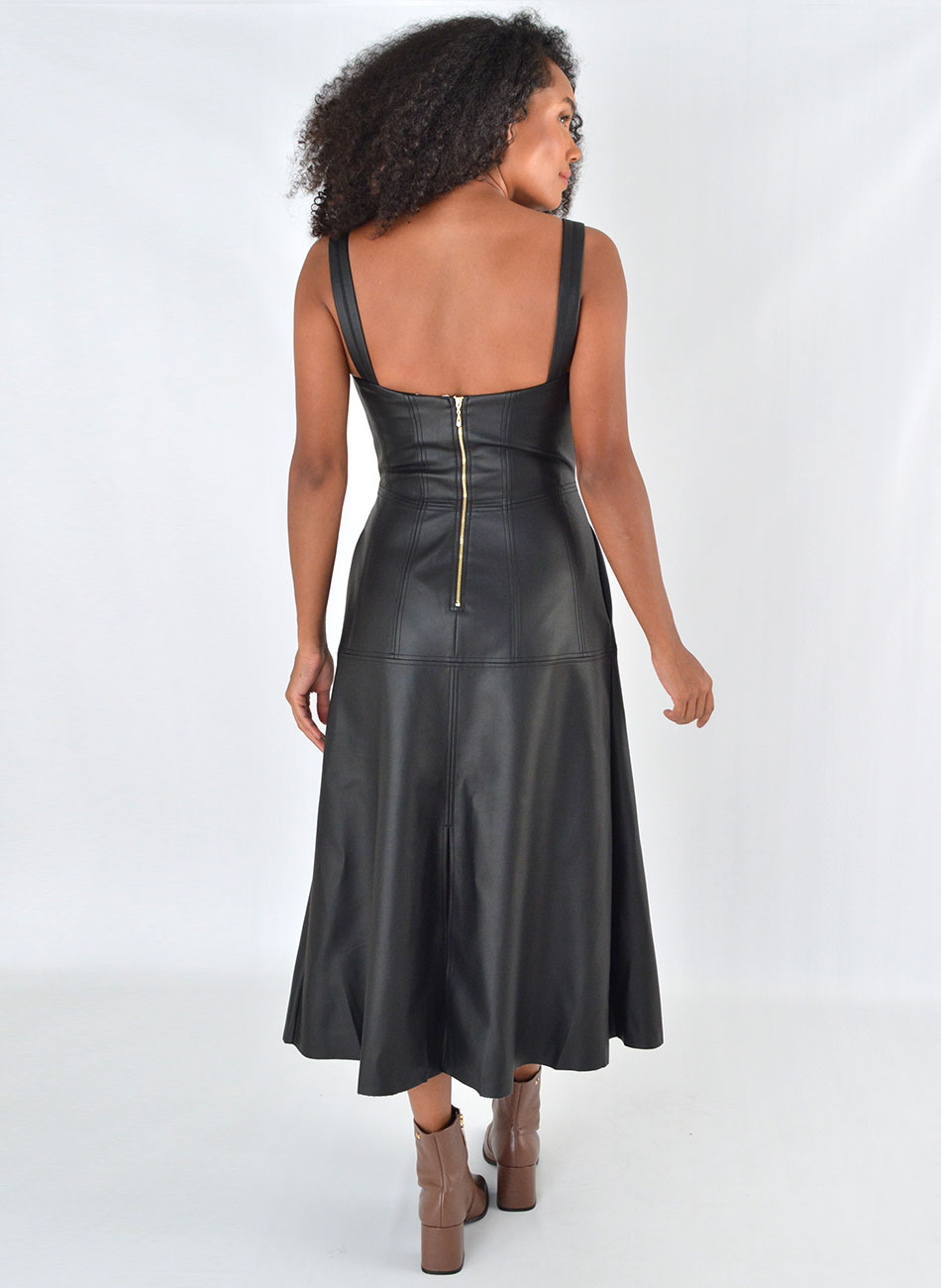 Vestido Midi Carmelita Pu Cor Preto Alice  - Foto 4