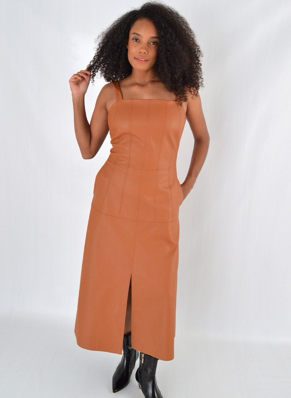 Vestido Midi Carmelita Pu Cor Ferrugem Alice  - Foto 2