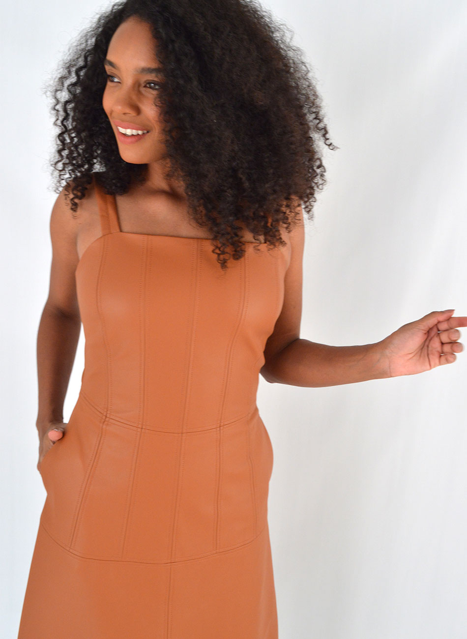 Vestido Midi Carmelita Pu Cor Ferrugem Alice  - Foto 3