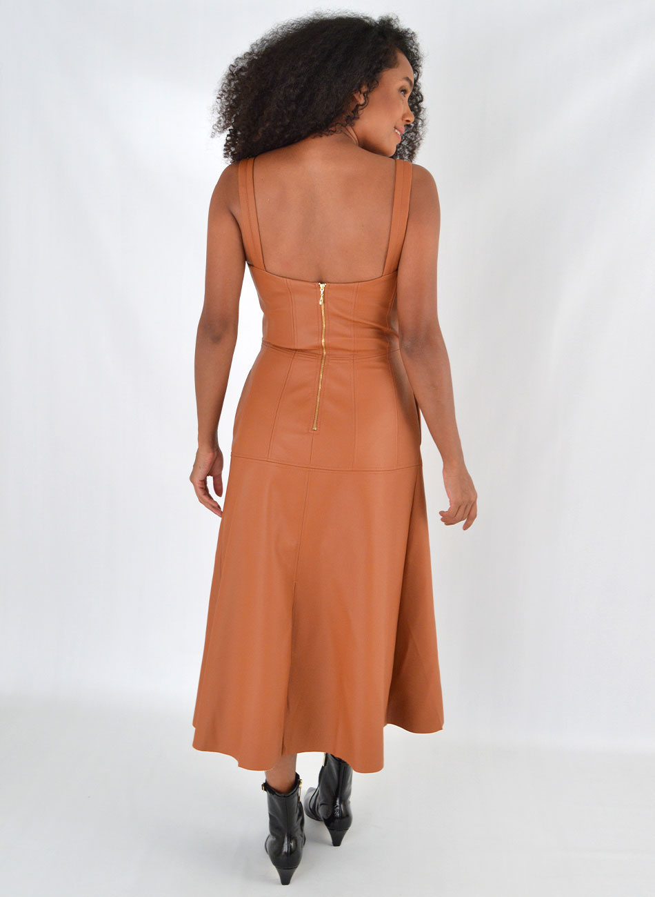 Vestido Midi Carmelita Pu Cor Ferrugem Alice  - Foto 4