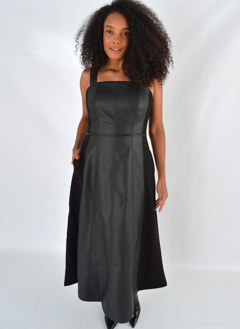Vestido Midi Deborah Em Pu Preto Alice  - Foto 2