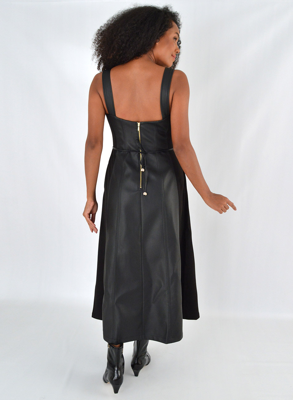 Vestido Midi Deborah Em Pu Preto Alice  - Foto 4