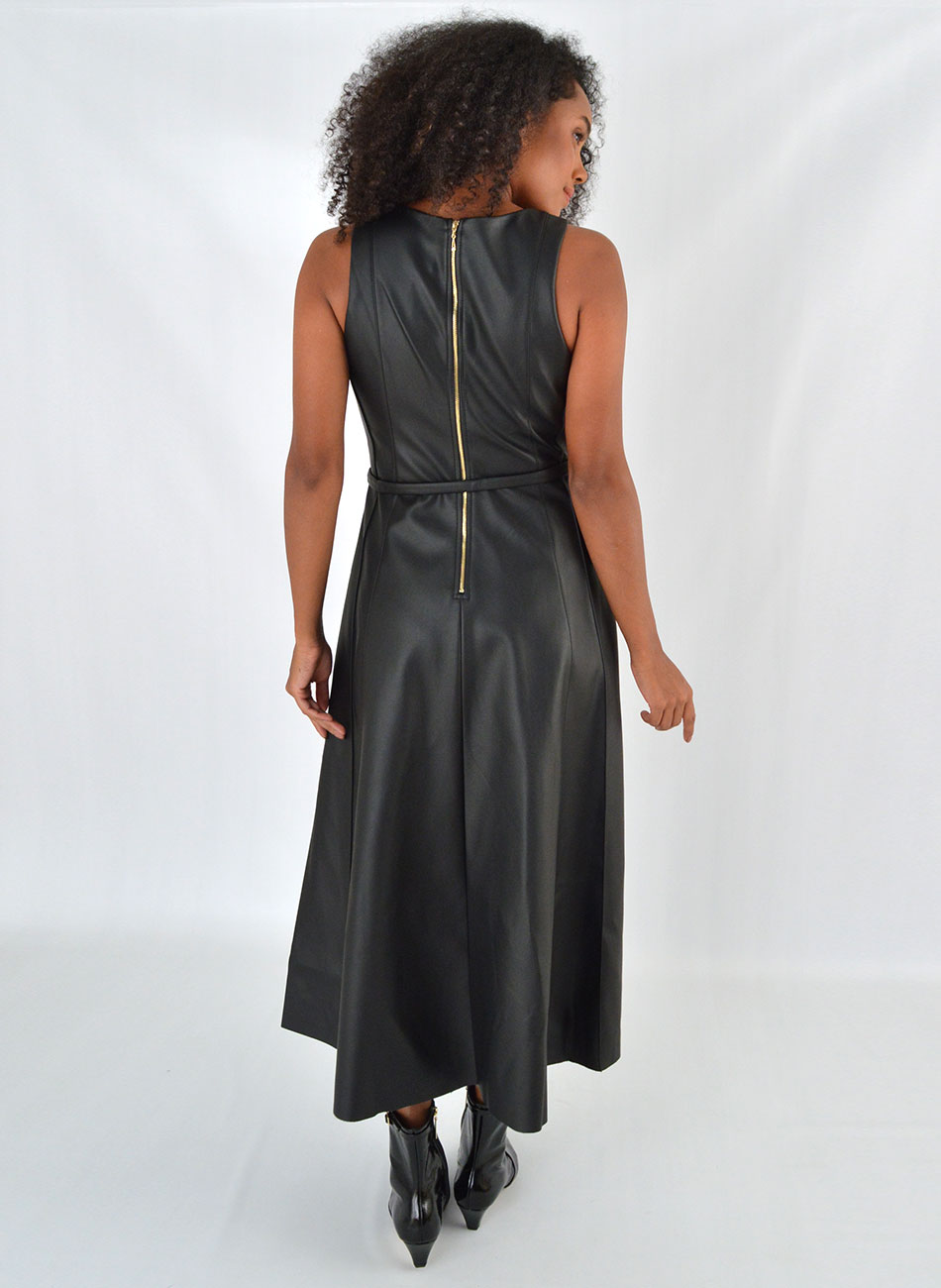 Vestido Midi Zabnine Em Pu Preto Alice  - Foto 3