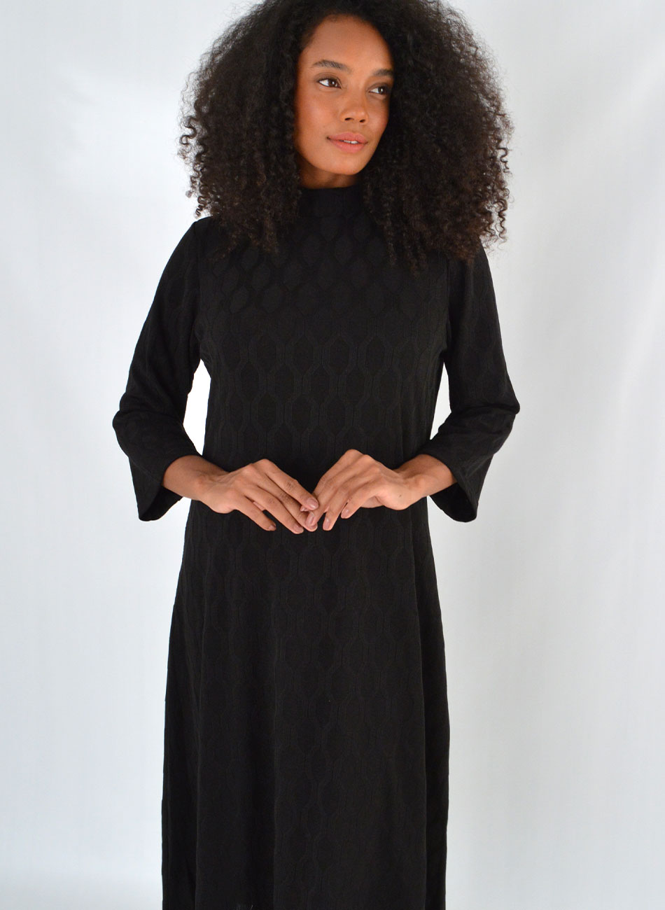 Vestido Midi Jacquard Preto Anah - Foto 2