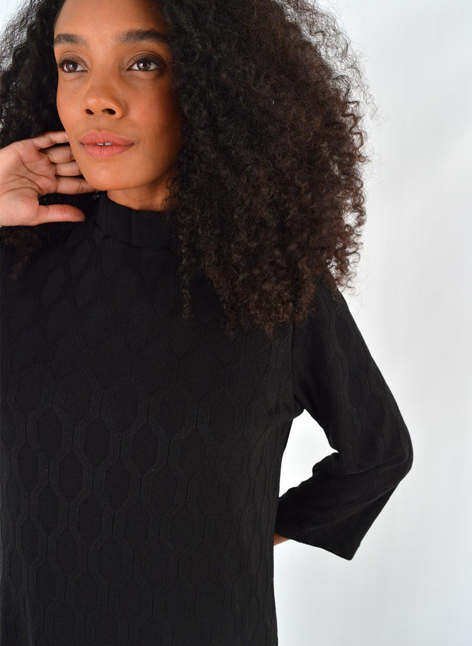 Vestido Midi Jacquard Preto Anah - Foto 3