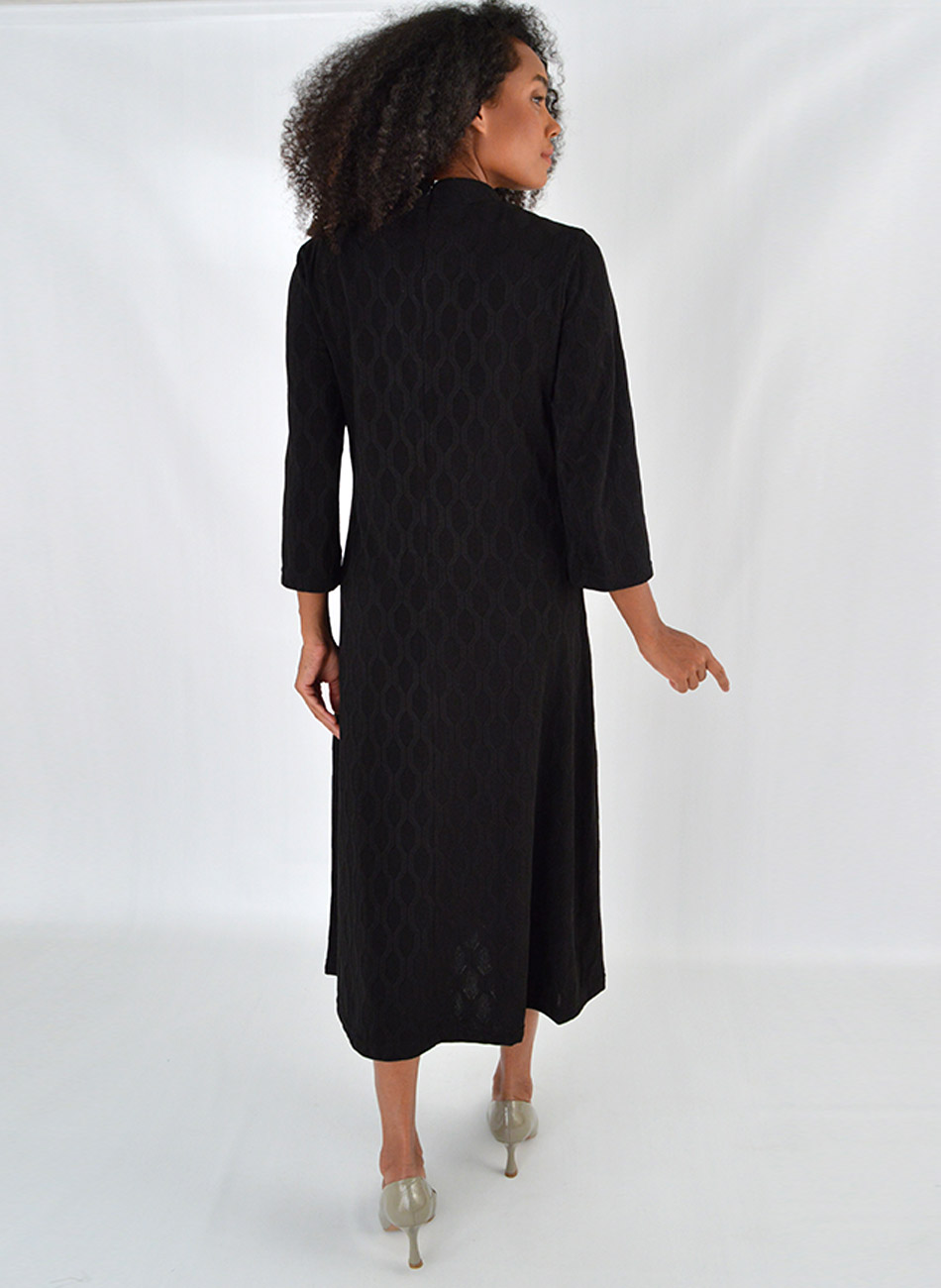 Vestido Midi Jacquard Preto Anah - Foto 4
