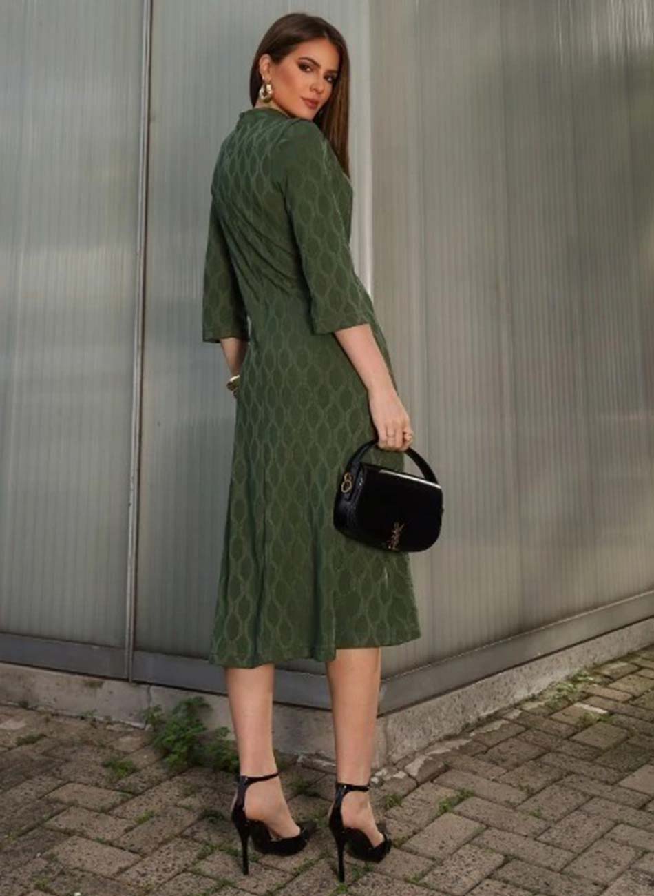 Vestido Midi Jacquard Verde Anah - Foto 2