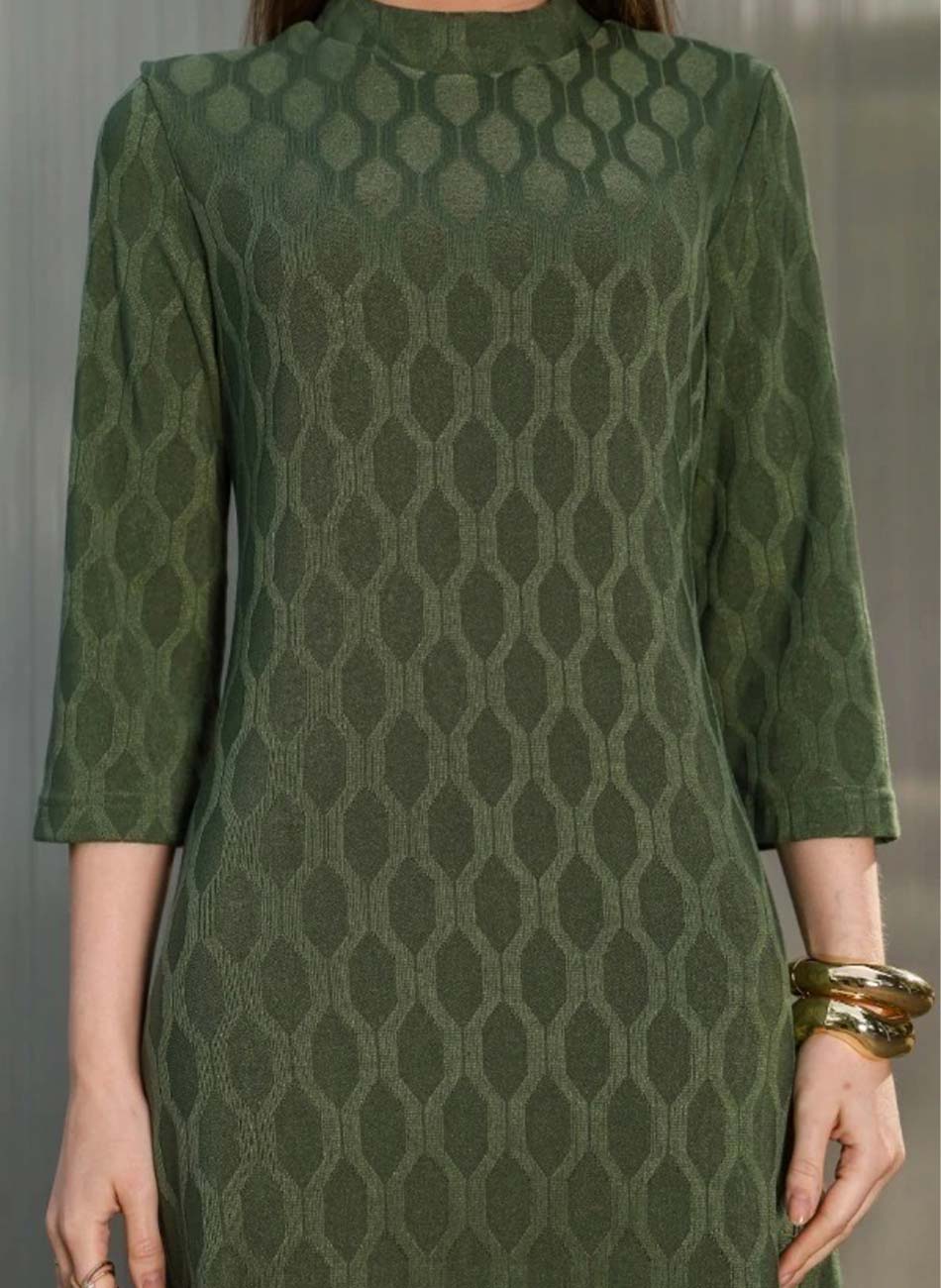 Vestido Midi Jacquard Verde Anah - Foto 4