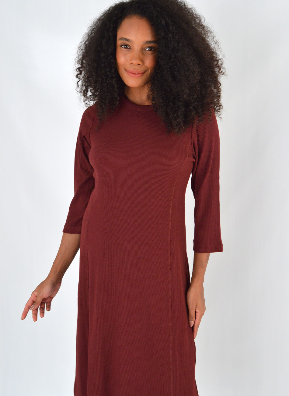 Vestido Midi Canelado Bordo Del Amo  - Foto 2