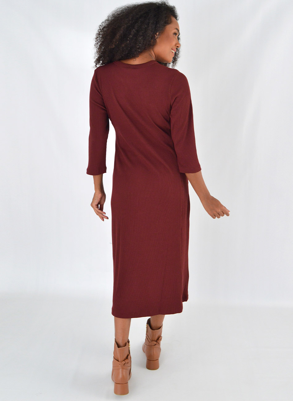 Vestido Midi Canelado Bordo Del Amo  - Foto 3