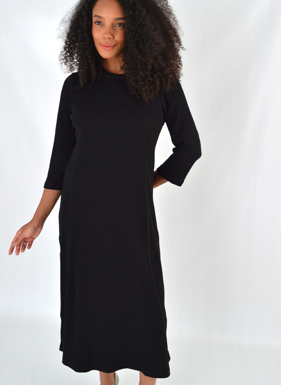 Vestido Midi Canelado Cor Preto Del Amo  - Foto 2