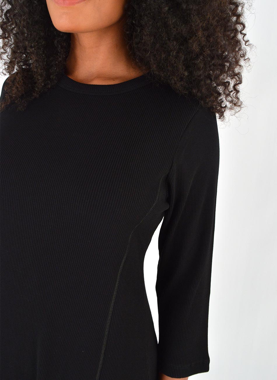 Vestido Midi Canelado Cor Preto Del Amo  - Foto 3