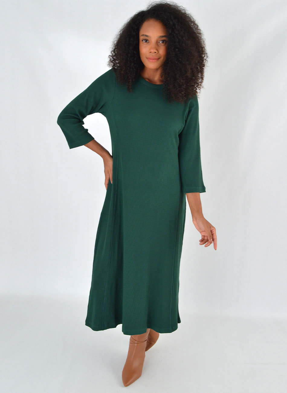 Vestido Midi Canelado Cor Verde Del Amo  - Foto 1