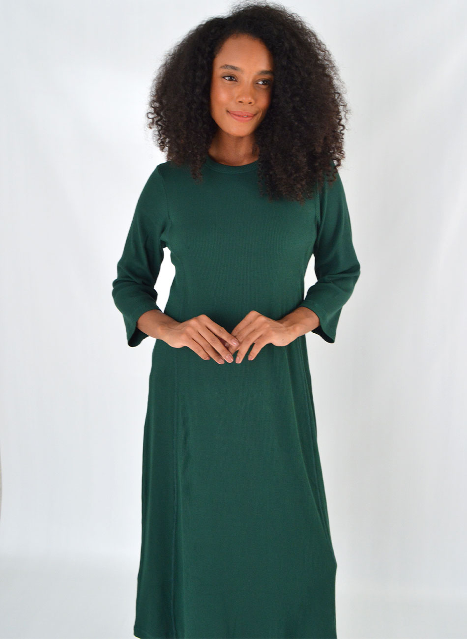 Vestido Midi Canelado Cor Verde Del Amo  - Foto 2