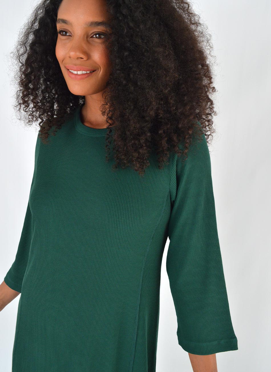 Vestido Midi Canelado Cor Verde Del Amo  - Foto 3