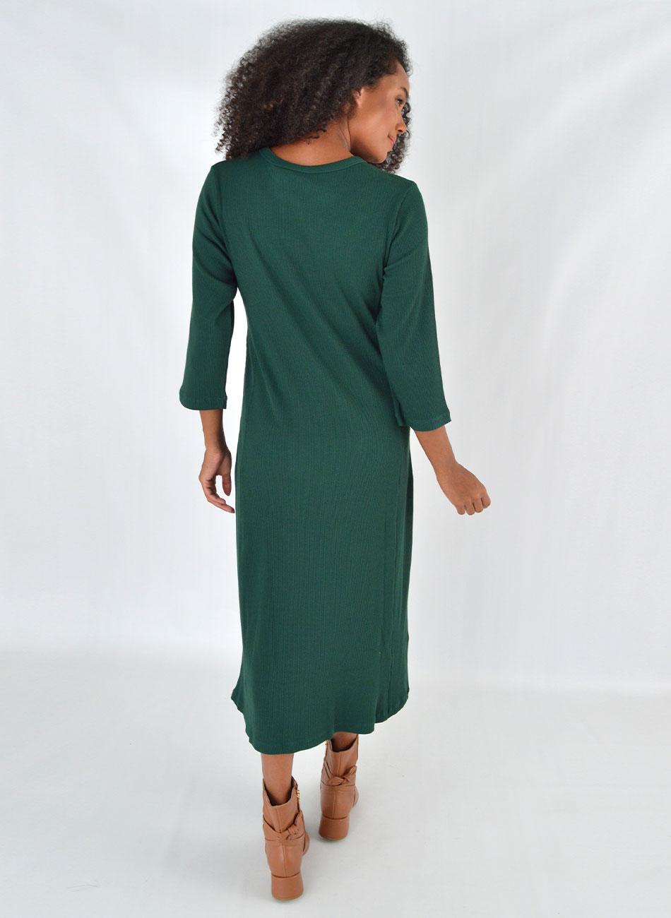 Vestido Midi Canelado Cor Verde Del Amo  - Foto 4