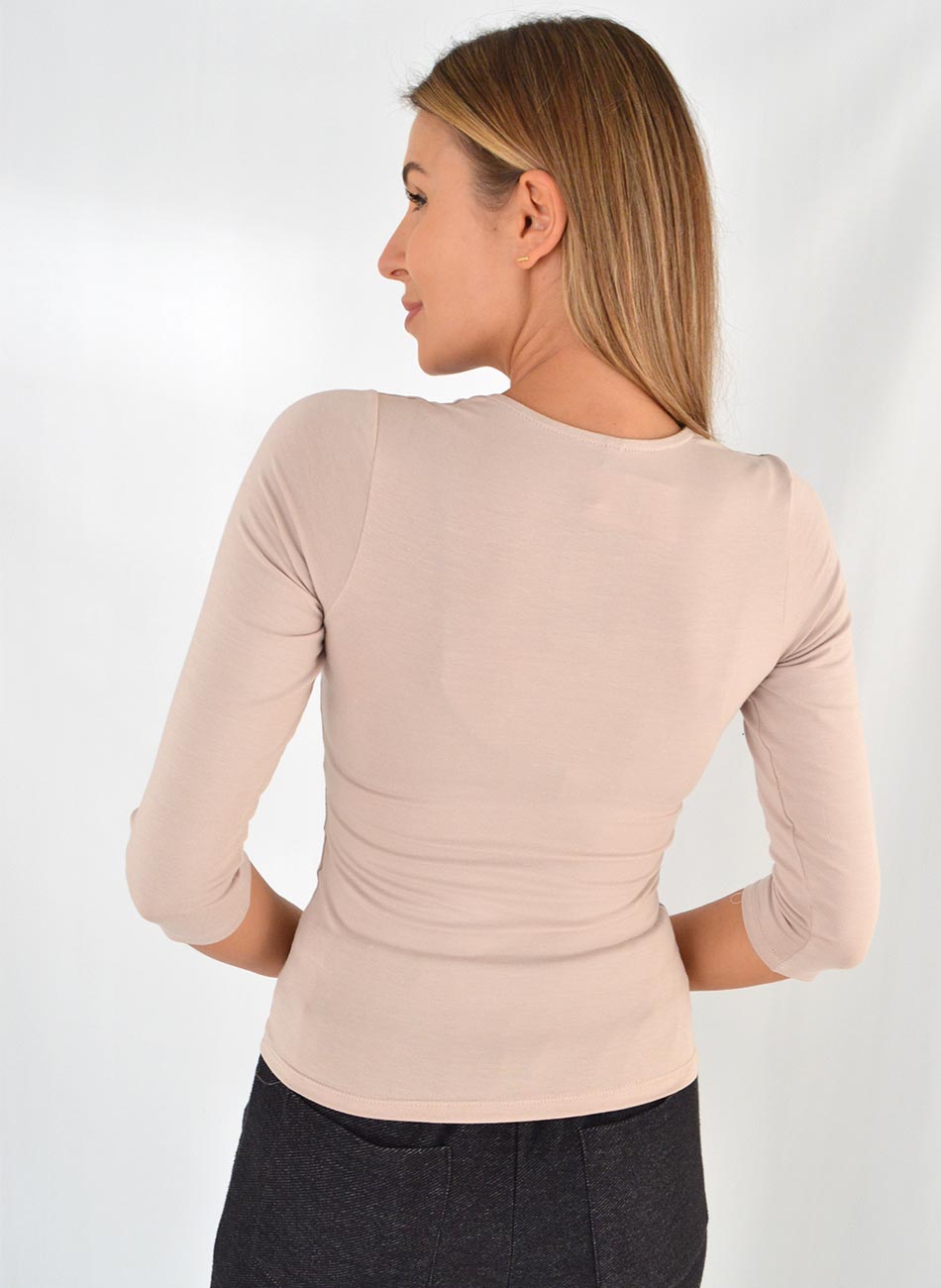 Blusa Bsica Decote Quadrado Sepia Delamo - Foto 3