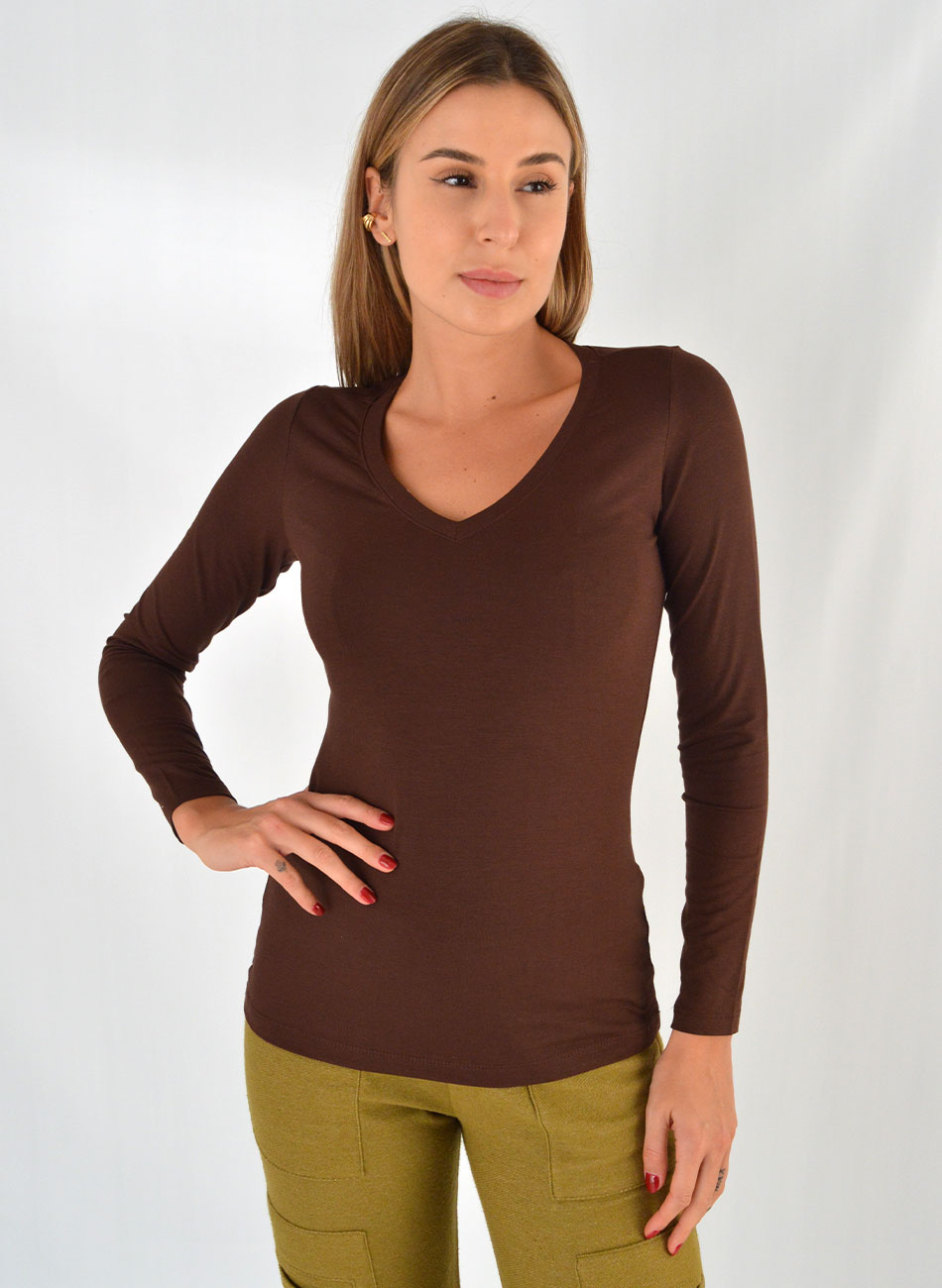 Blusa Bsica Coqueta Cor Marrom  - Foto 1