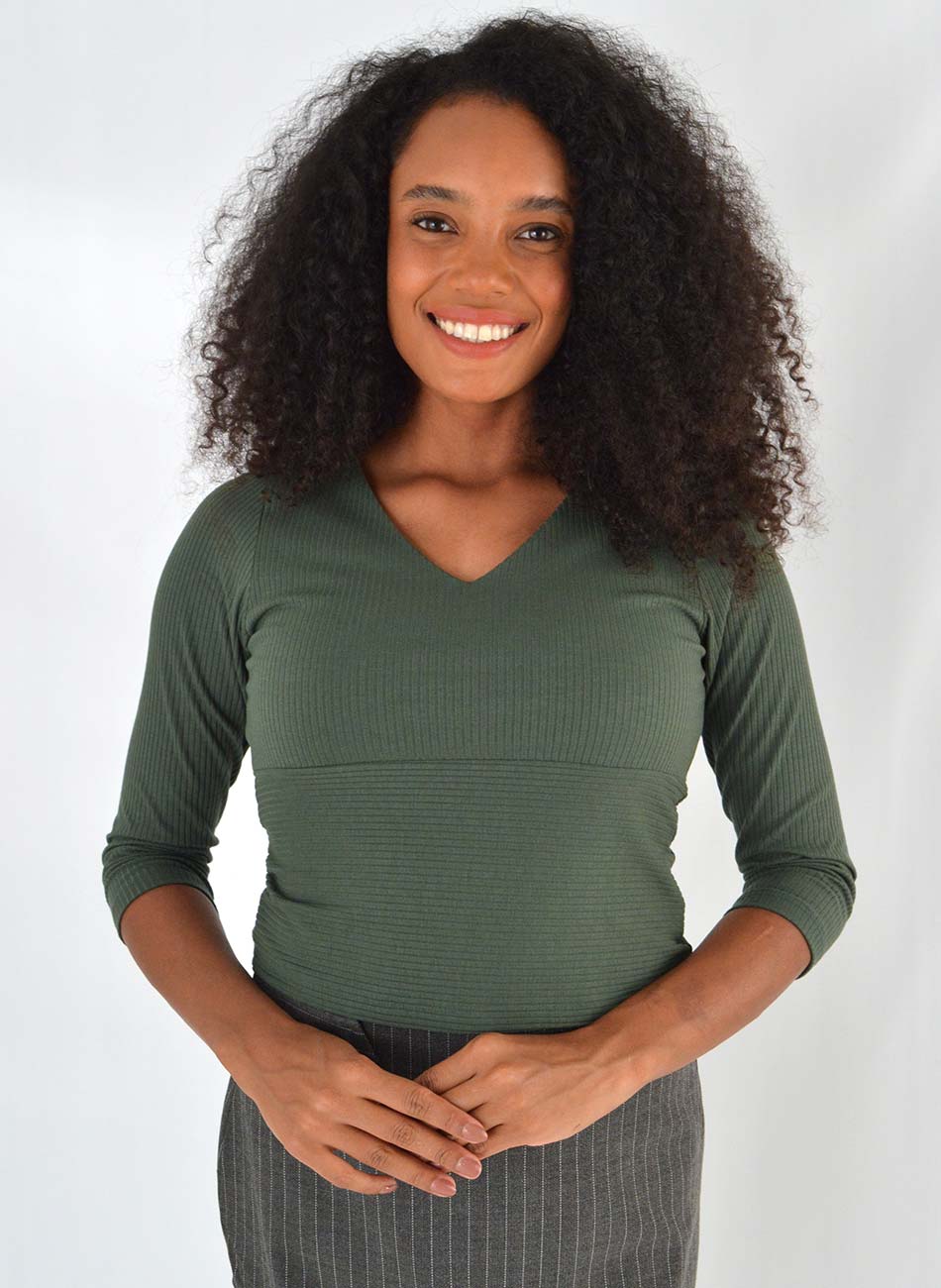 Blusa Cropped Canelada Del Amo Verde - Foto 1