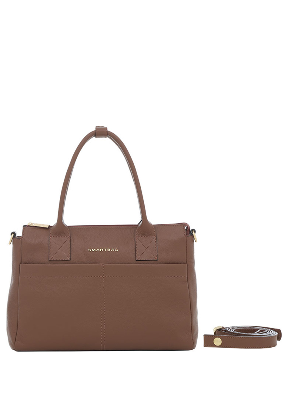 Bolsa Couro Mdia Cor Canela Smartbag - Foto 1