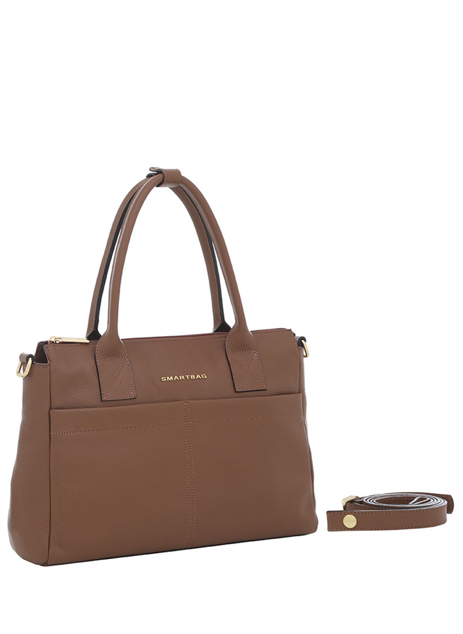 Bolsa Couro Mdia Cor Canela Smartbag - Foto 2