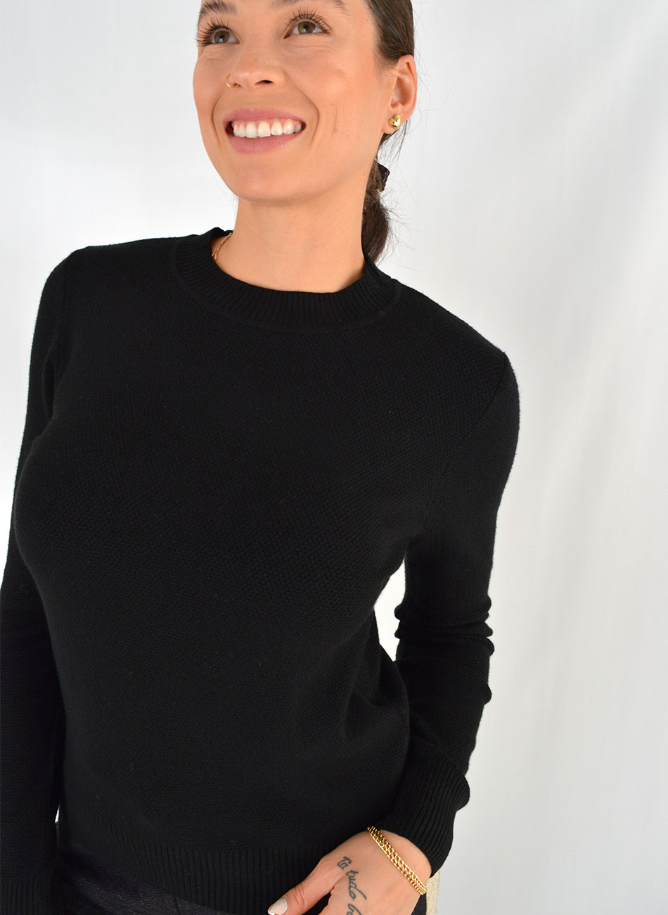 Blusa Em Tricot De Fio de Cachemir Preto Susan Zheng  - Foto 2