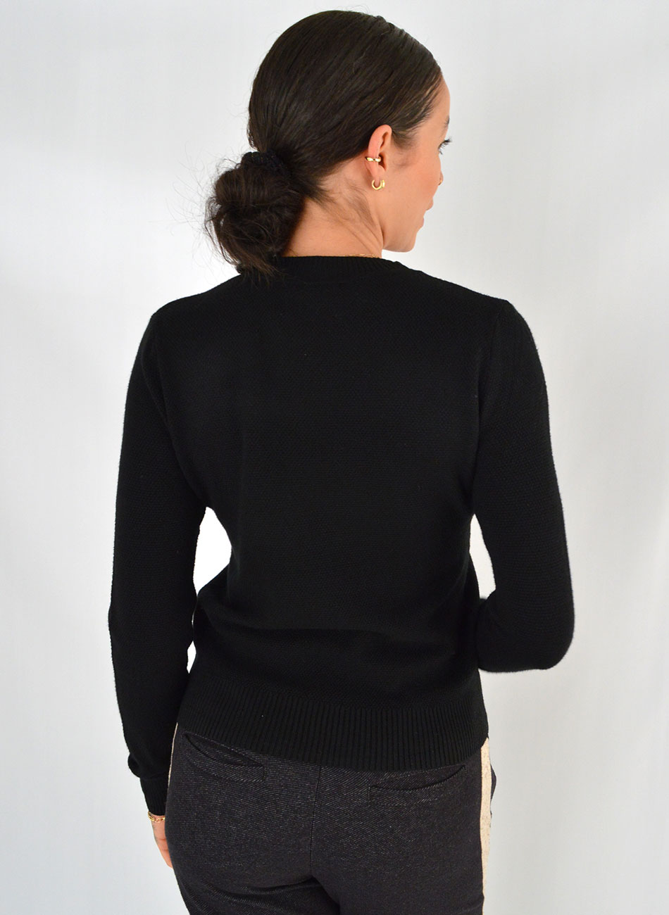 Blusa Em Tricot De Fio de Cachemir Preto Susan Zheng  - Foto 3