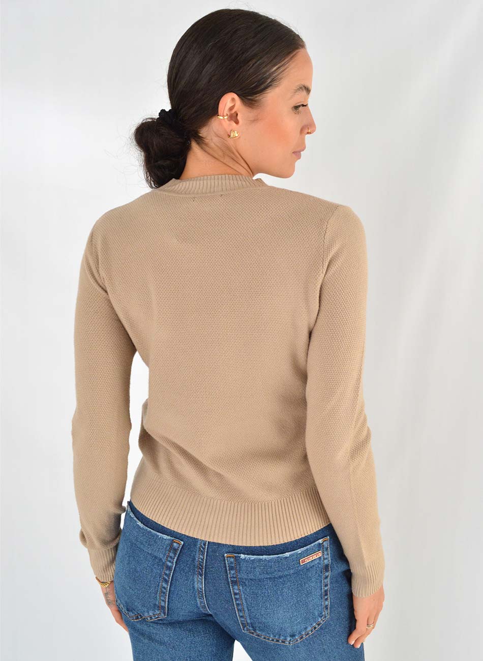 Blusa Em Tricot De Fio de Cachemir Caqui Susan Zheng  - Foto 2