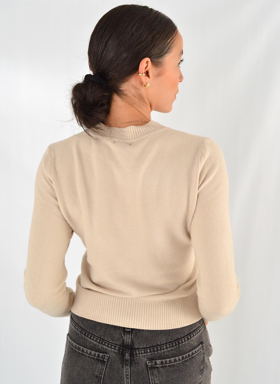 Blusa Em Tricot De Fio de Cachemir Bege Susan Zheng  - Foto 3