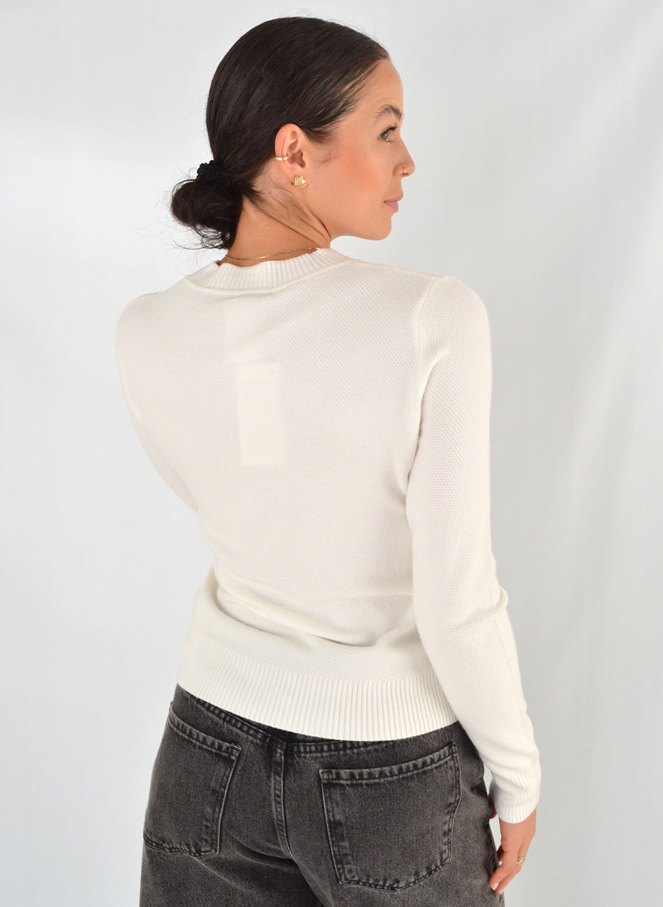 Blusa Em Tricot De Fio de Cachemir Branco Susan Zheng  - Foto 3
